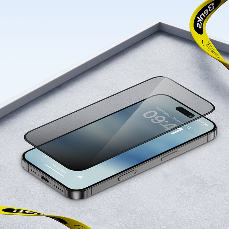 Benks iPhone 16 Pro Max Ultra İnce Kenarlı Privacy Hayalet Ekran Koruyucu + Kolay Uygulama Aparatlı