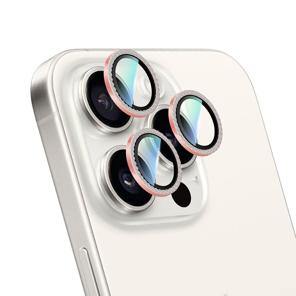 CaseWorld Alloy Sparkling Diamond Serisi iPhone 16 Pro Max Taşlı Lens Koruyucu