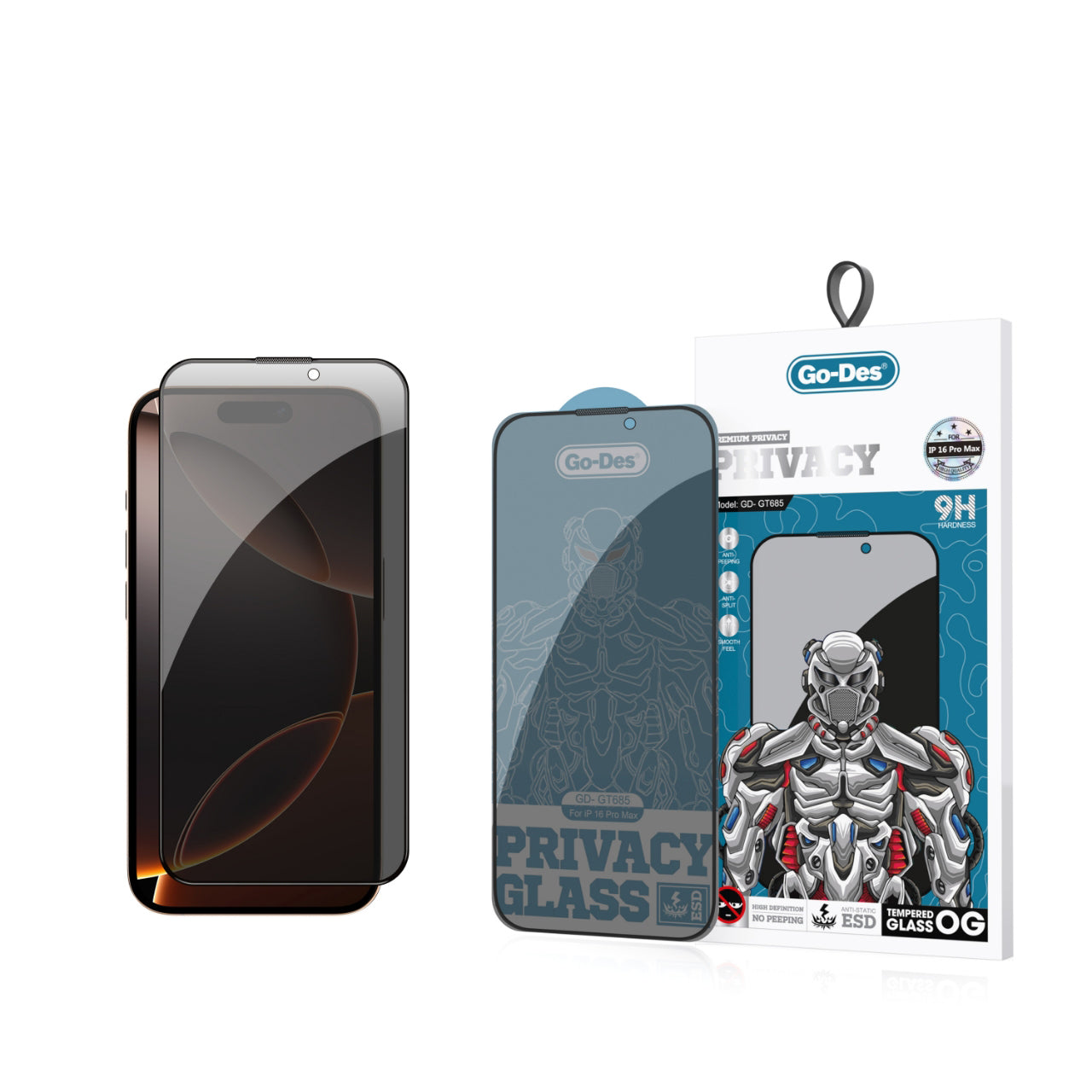Go Des 9D iPhone 16 Pro Max Full Cover Privacy Temperli Cam Ekran Koruyucu