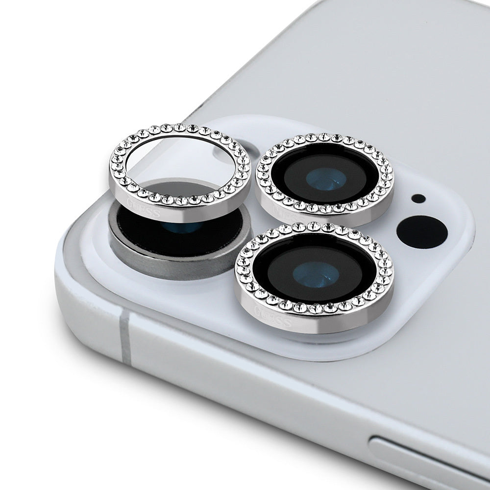 Guess iPhone 16 Pro Max Orjinal Lisanslı Rhinestone Taşlı Lens Koruyucu