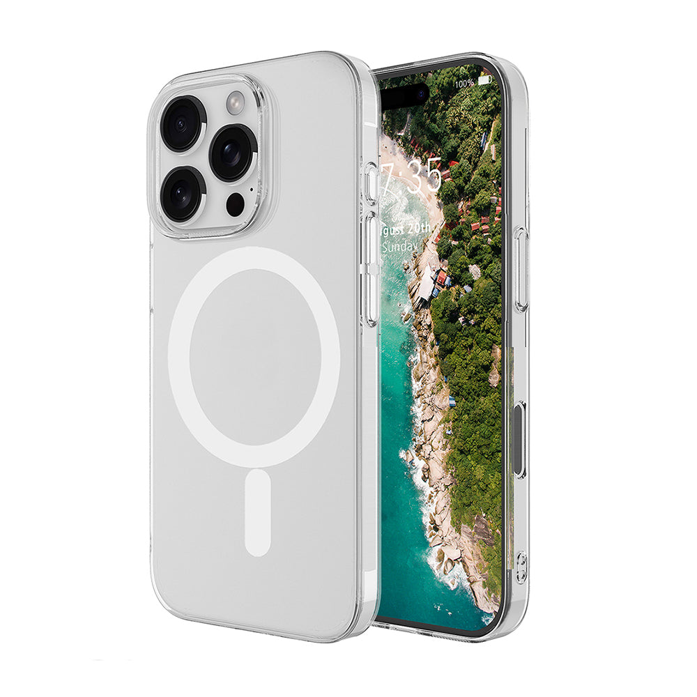 Cepax iPhone 16 Pro Max Kamera Korumalı M-Safe Şarj Özellikli Şeffaf London Sert PC Kılıf
