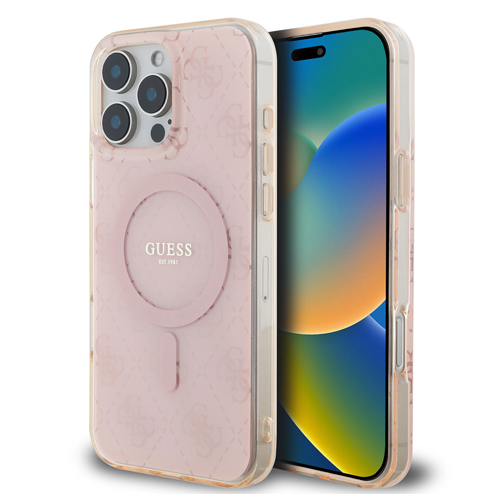 Guess iPhone 16 Pro Max Orjinal Lisanslı Magsafe Şarj Özellikli IML Baskılı Klasik Logolu 4G Desenli Telefon Kılıfı-1