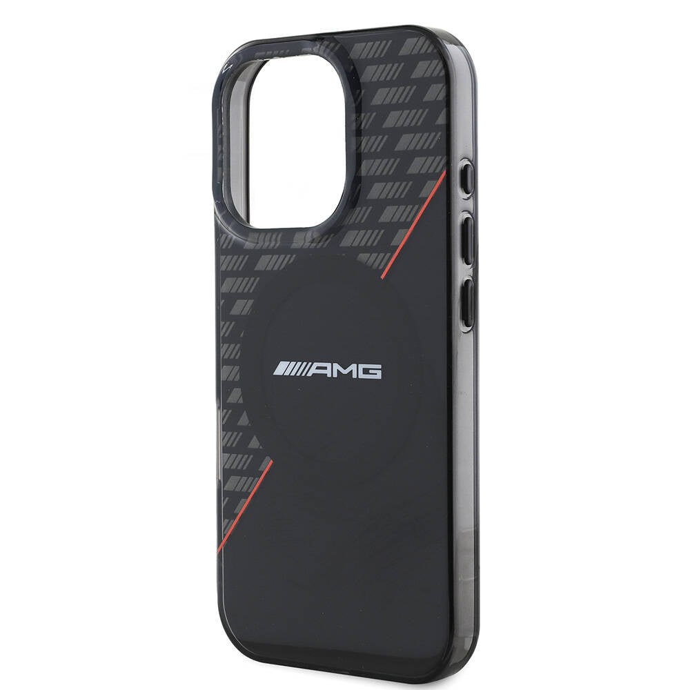 AMG iPhone 16 Pro Max Orjinal Lisanslı M-safe Şarj Özellikli Çift Katmanlı Kırmızı Çapraz Çizgili Kılıf