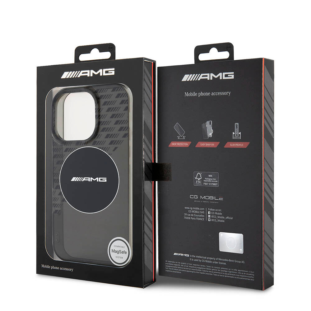 AMG iPhone 16 Pro Max Orjinal Lisanslı M-safe Şarj Özellikli IML Baskı Logolu Smoked Kılıf