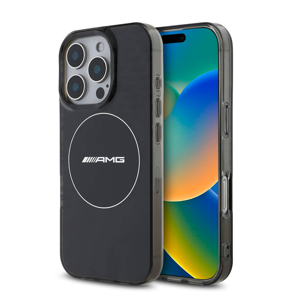 AMG iPhone 16 Pro Max Orjinal Lisanslı M-safe Şarj Özellikli IML Baskı Logolu Smoked Kılıf