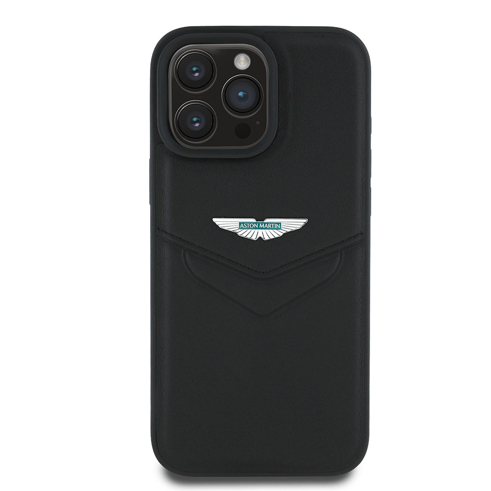 Apple iPhone 16 Pro Max Aston Martin Orjinal Lisanslı Victory Dizayn PU Deri Metal Logolu Kılıf