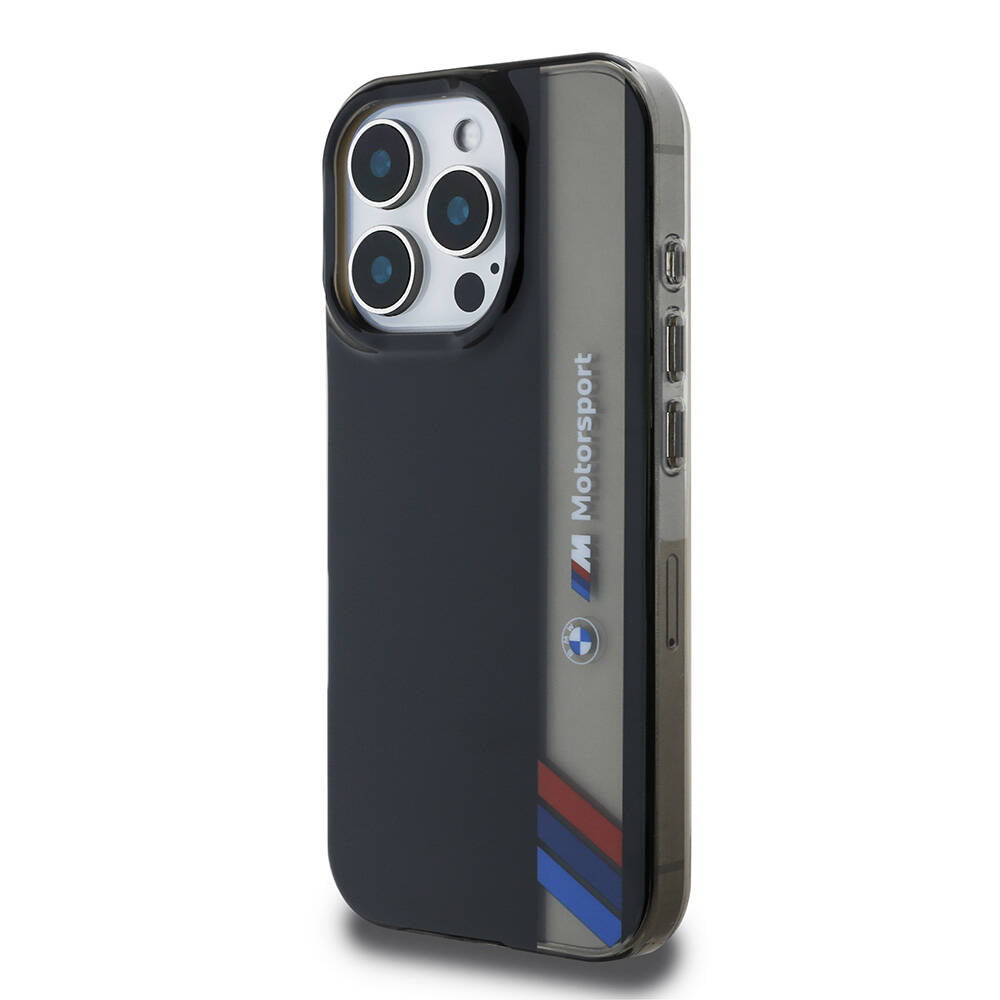 BMW iPhone 16 Pro Max Orjinal Lisanslı M Logolu Üç Renk Çizgili Motorsport Vertical Stripe Telefon Kılıfı