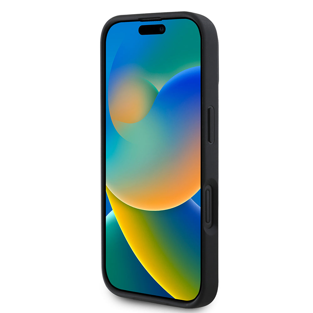 DKNY iPhone 16 Pro Max Orjinal Lisanslı Kartlıklı 3D Yazılı Repeat Texture Pattern Kılıf