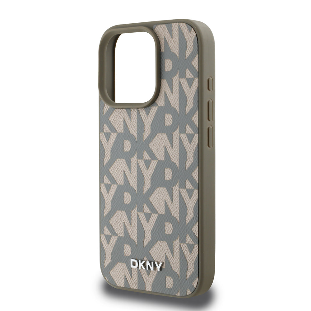 DKNY iPhone 16 Pro Max Orjinal Lisanslı M-safe Şarj Özellikli 3D Yazılı Grid Pattern Kılıf