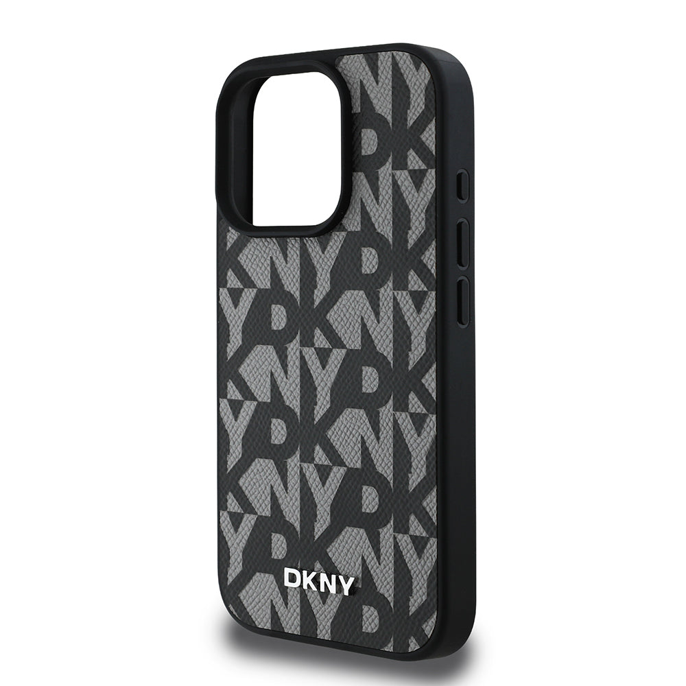 DKNY iPhone 16 Pro Max Orjinal Lisanslı M-safe Şarj Özellikli 3D Yazılı Grid Pattern Kılıf