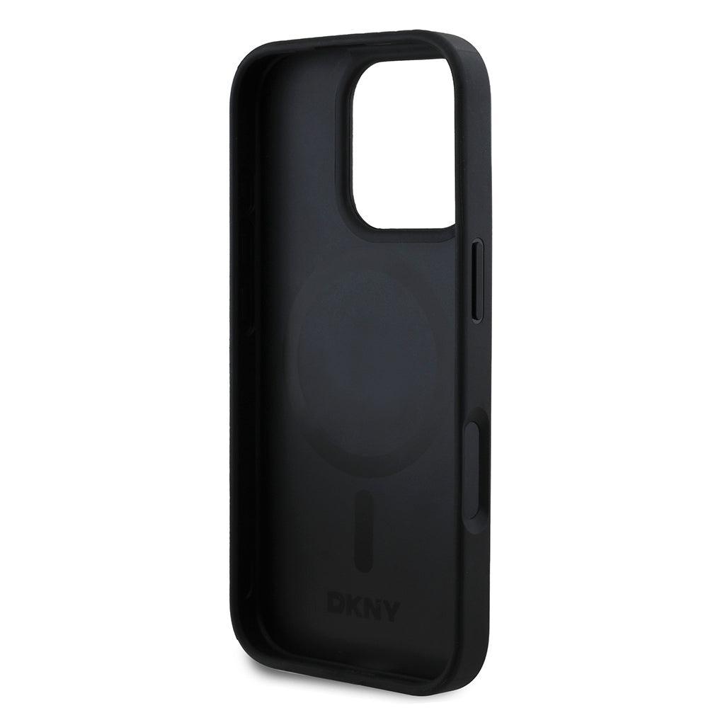 DKNY iPhone 16 Pro Max Orjinal Lisanslı M-safe Şarj Özellikli 3D Yazılı Grid Pattern Kılıf