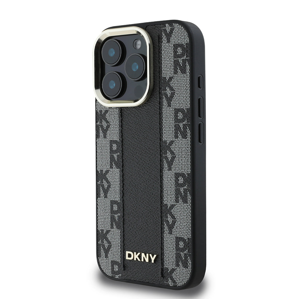 DKNY iPhone 16 Pro Max Orjinal Lisanslı M-safe Şarj Özellikli 3D Yazılı Checkered Pattern Kılıf