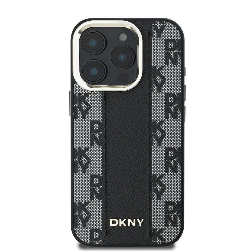 DKNY iPhone 16 Pro Max Orjinal Lisanslı M-safe Şarj Özellikli 3D Yazılı Checkered Pattern Kılıf