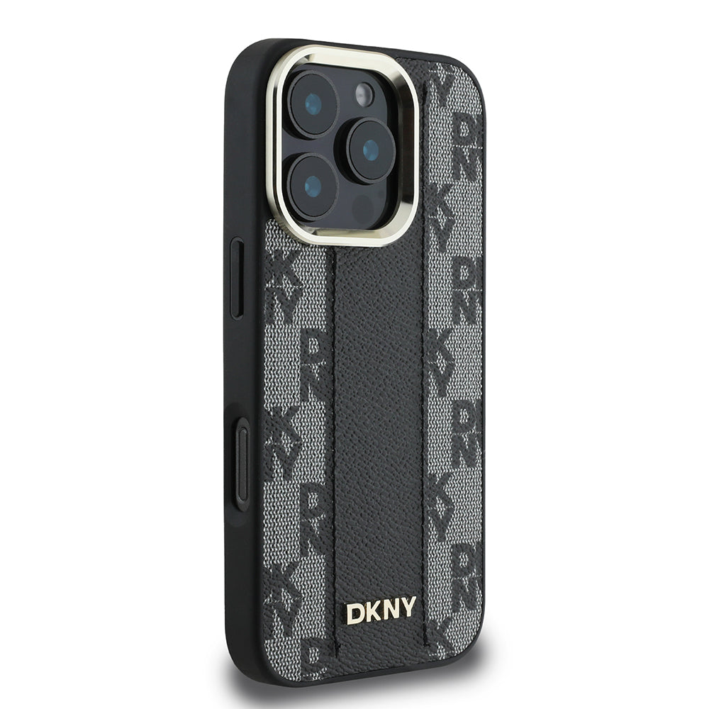 DKNY iPhone 16 Pro Max Orjinal Lisanslı M-safe Şarj Özellikli 3D Yazılı Checkered Pattern Kılıf