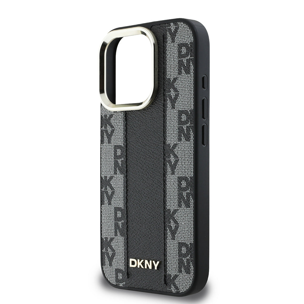 DKNY iPhone 16 Pro Max Orjinal Lisanslı M-safe Şarj Özellikli 3D Yazılı Checkered Pattern Kılıf