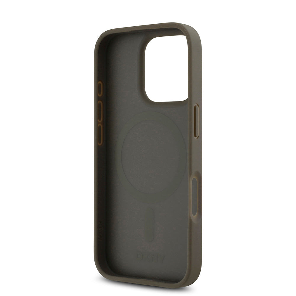 DKNY iPhone 16 Pro Max Orjinal Lisanslı M-safe Şarj Özellikli 3D Yazılı Repeat Pattern Kılıf