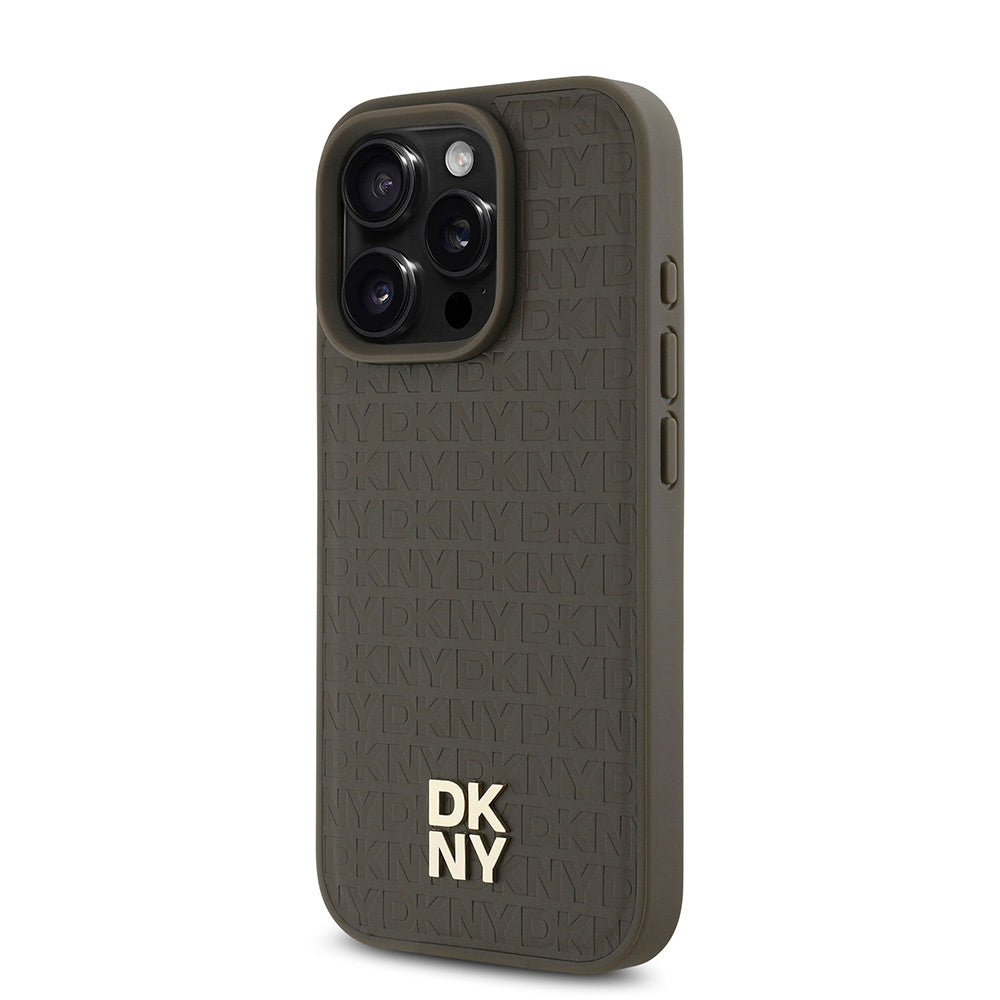 DKNY iPhone 16 Pro Max Orjinal Lisanslı M-safe Şarj Özellikli 3D Yazılı Repeat Pattern Kılıf