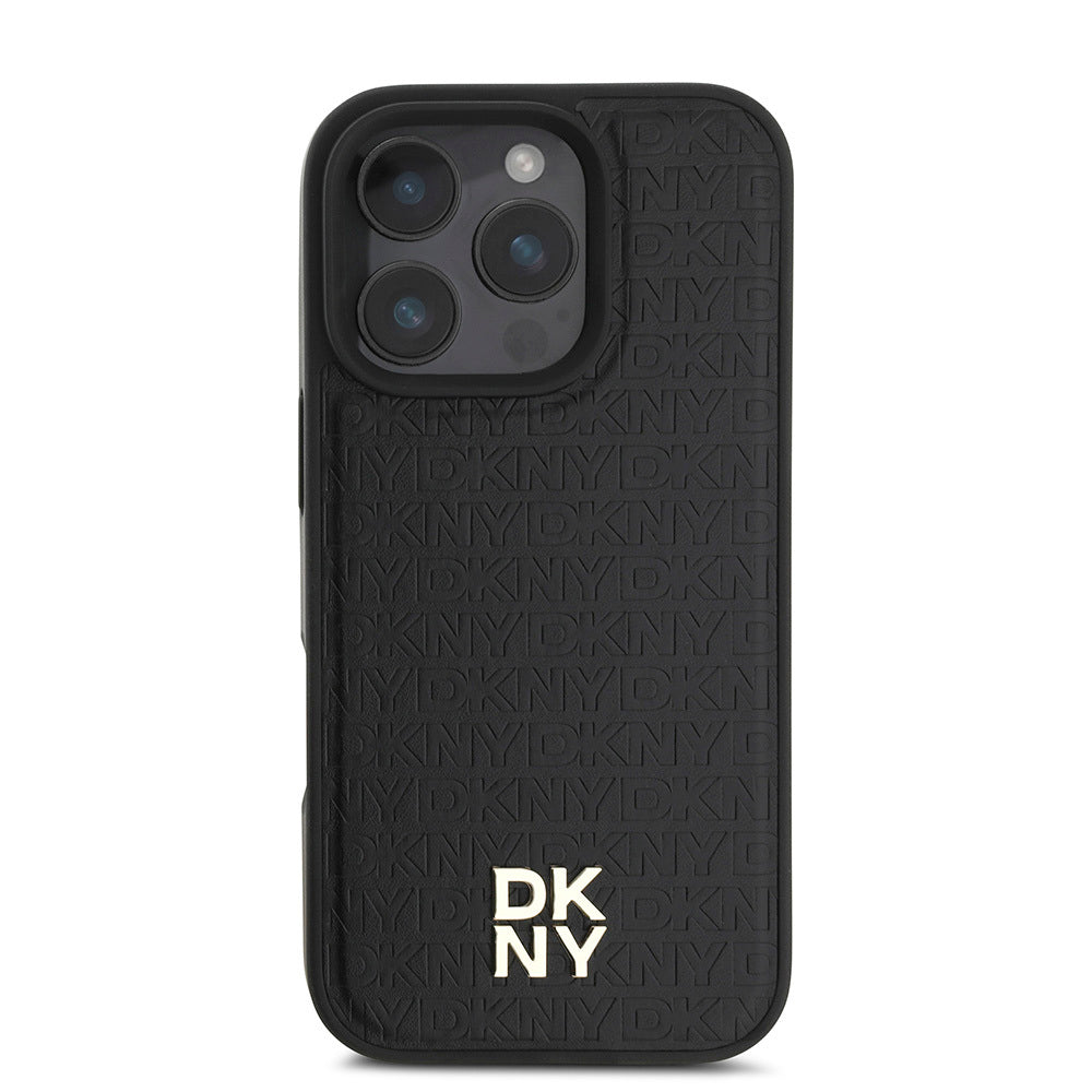 DKNY iPhone 16 Pro Max Orjinal Lisanslı M-safe Şarj Özellikli 3D Yazılı Repeat Pattern Kılıf