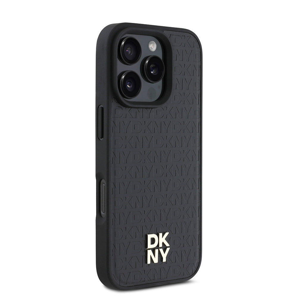 DKNY iPhone 16 Pro Max Orjinal Lisanslı M-safe Şarj Özellikli 3D Yazılı Repeat Pattern Kılıf