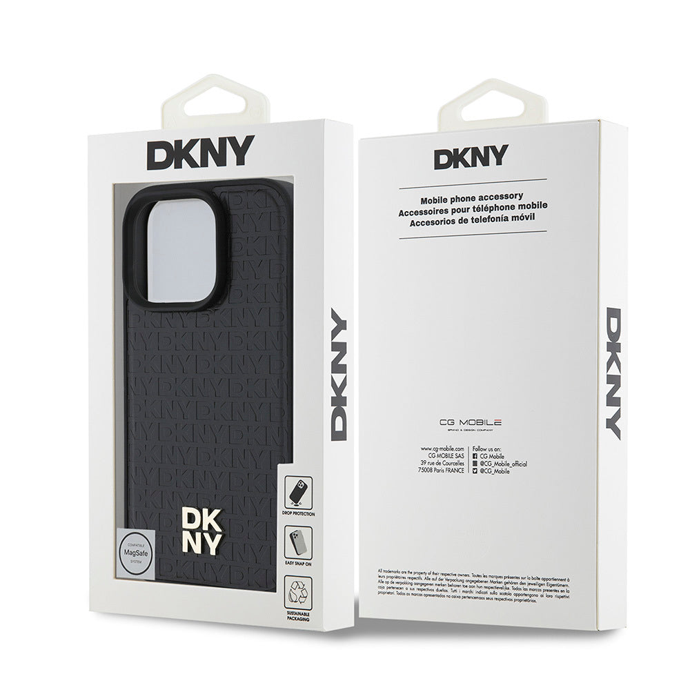 DKNY iPhone 16 Pro Max Orjinal Lisanslı M-safe Şarj Özellikli 3D Yazılı Repeat Pattern Kılıf