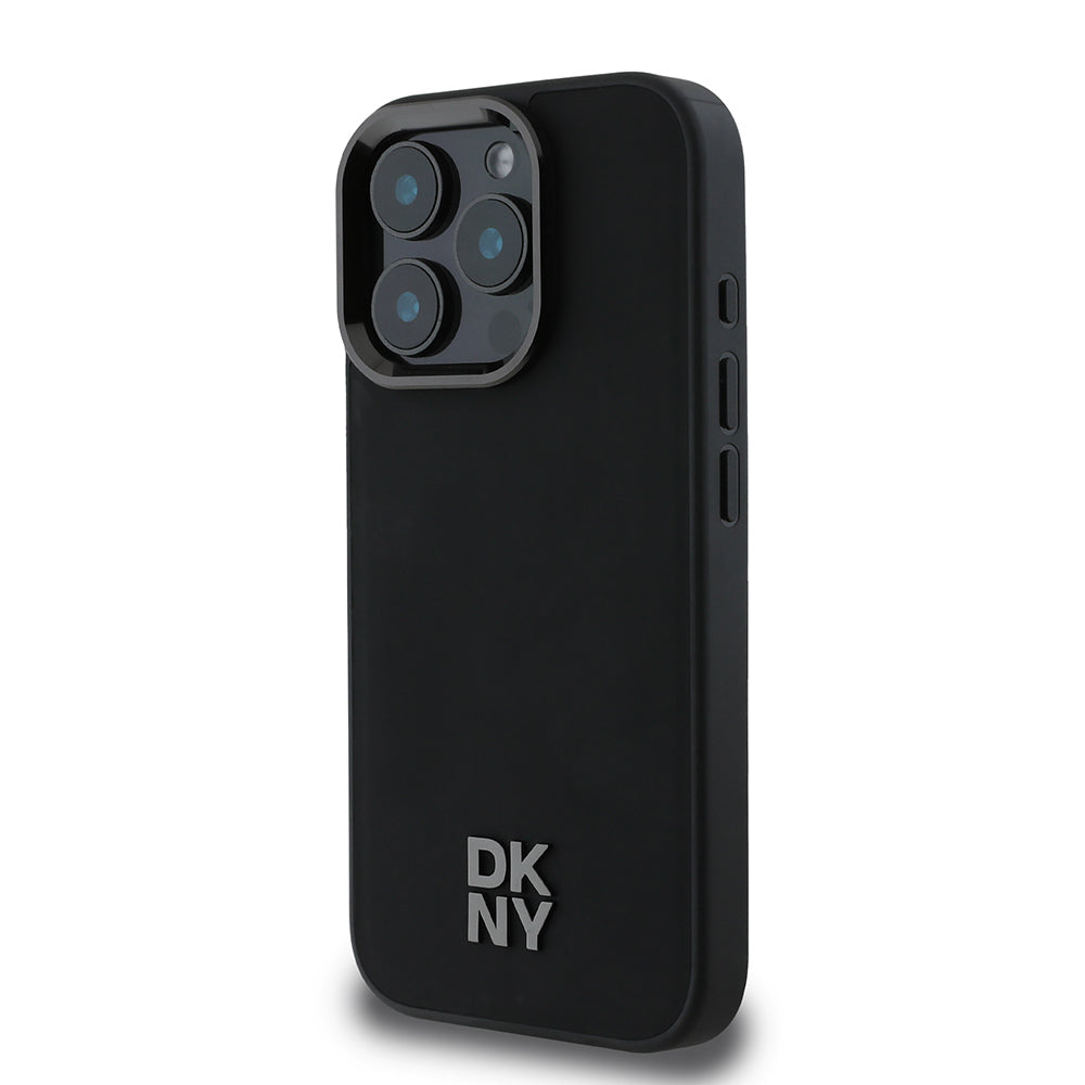 DKNY iPhone 16 Pro Max Orjinal Lisanslı M-safe Şarj Özellikli Metal Logolu PU Deri Plain Kılıf