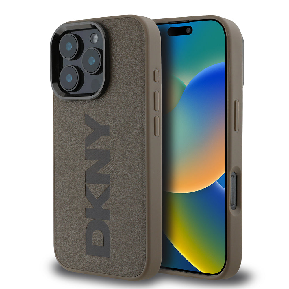DKNY iPhone 16 Pro Max Orjinal Lisanslı M-safe Şarj Özellikli PU Deri Plain Kılıf