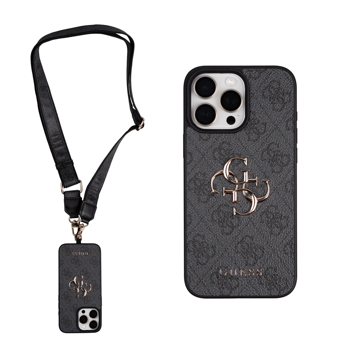 Guess iPhone 16 Pro Max Orjinal Lisanslı 4G Büyük Metal Logolu Kalın Askılı Kılıf