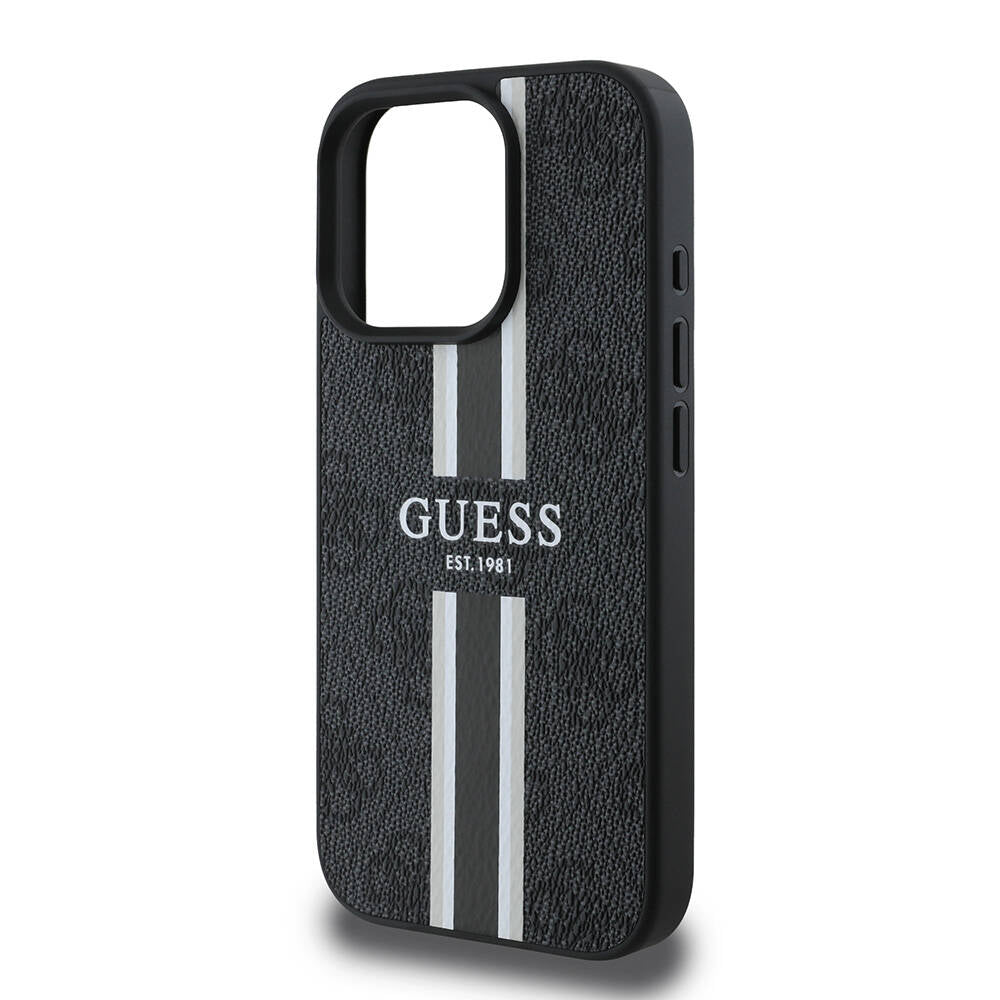 Guess iPhone 16 Pro Max Orjinal Lisanslı Magsafe Şarj Özellikli 4G Şerit Tasarımlı Printed Telefon Kılıfı