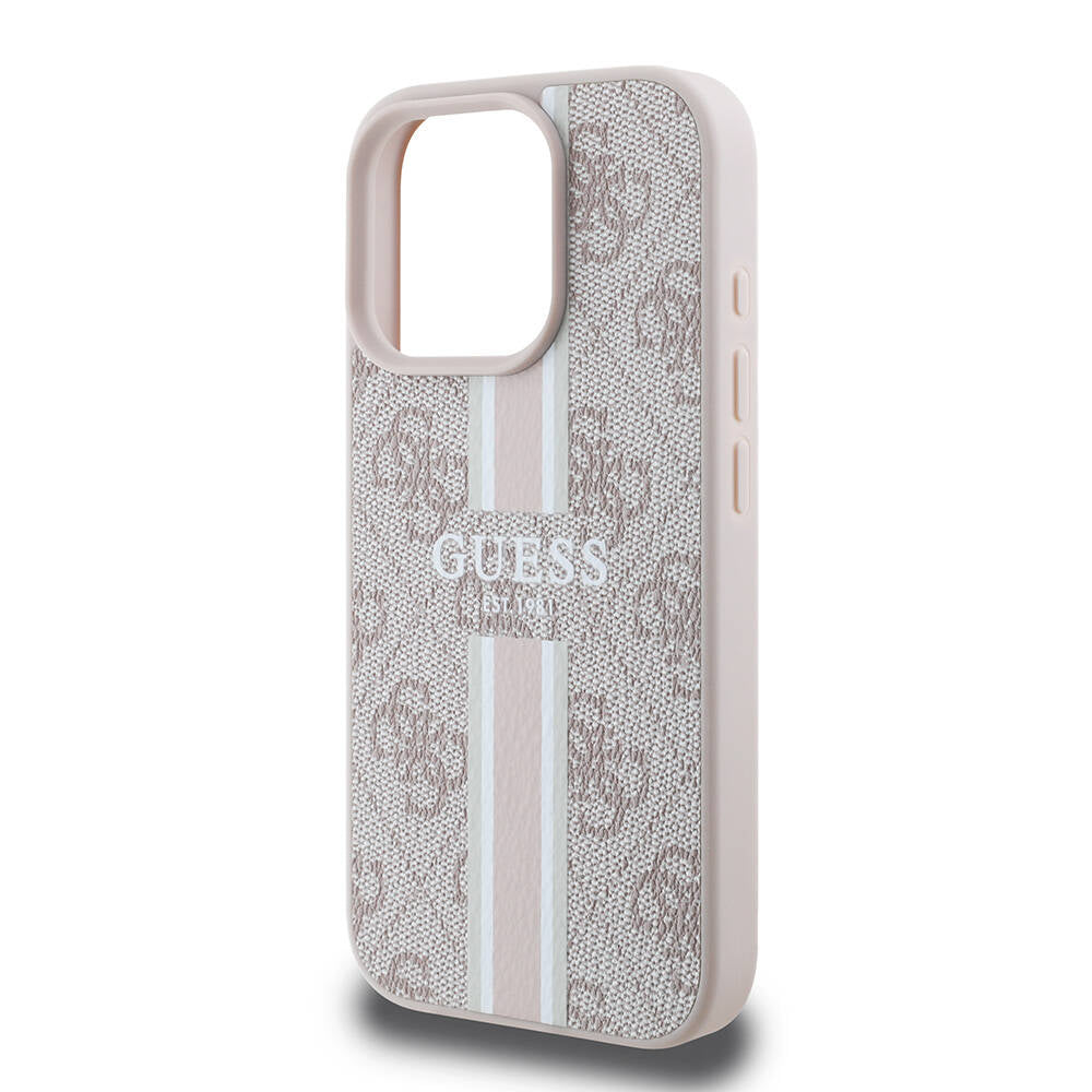 Guess iPhone 16 Pro Max Orjinal Lisanslı Magsafe Şarj Özellikli 4G Şerit Tasarımlı Printed Telefon Kılıfı