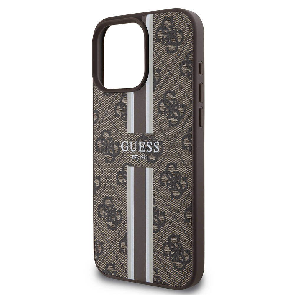 Guess iPhone 16 Pro Max Orjinal Lisanslı Magsafe Şarj Özellikli 4G Şerit Tasarımlı Printed Telefon Kılıfı