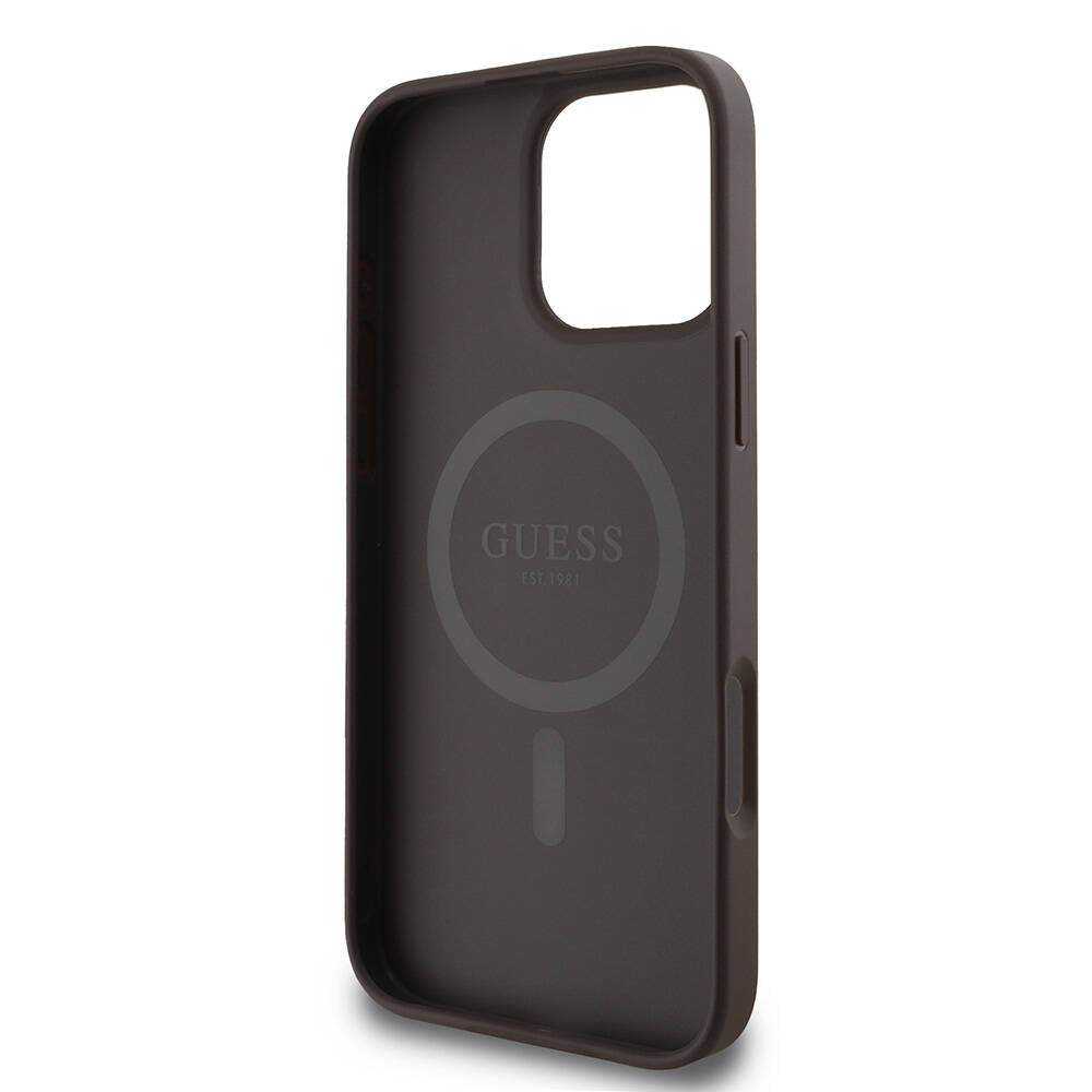 Guess iPhone 16 Pro Max Orjinal Lisanslı Magsafe Şarj Özellikli 4G Şerit Tasarımlı Printed Telefon Kılıfı