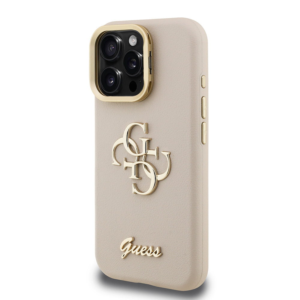 Guess iPhone 16 Pro Max Orjinal Lisanslı Grained Yazı Logolu Kamera Standlı Kılıf