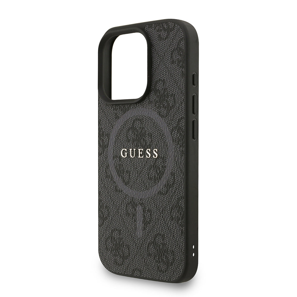 Guess iPhone 16 Pro Max Orjinal Lisanslı Magsafe PU Deri Bilek Askı İpli Yazı Logolu Telefon Kılıfı