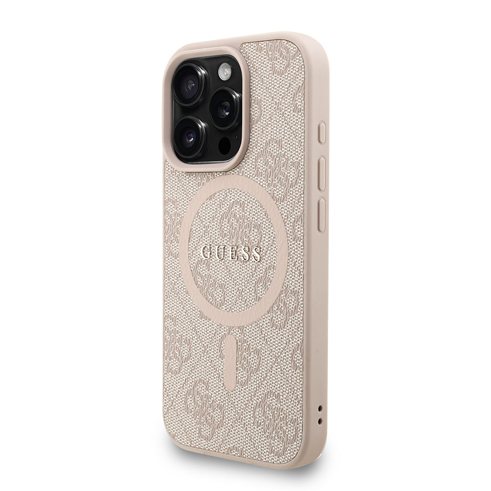 Guess iPhone 16 Pro Max Orjinal Lisanslı Magsafe PU Deri Bilek Askı İpli Yazı Logolu Telefon Kılıfı