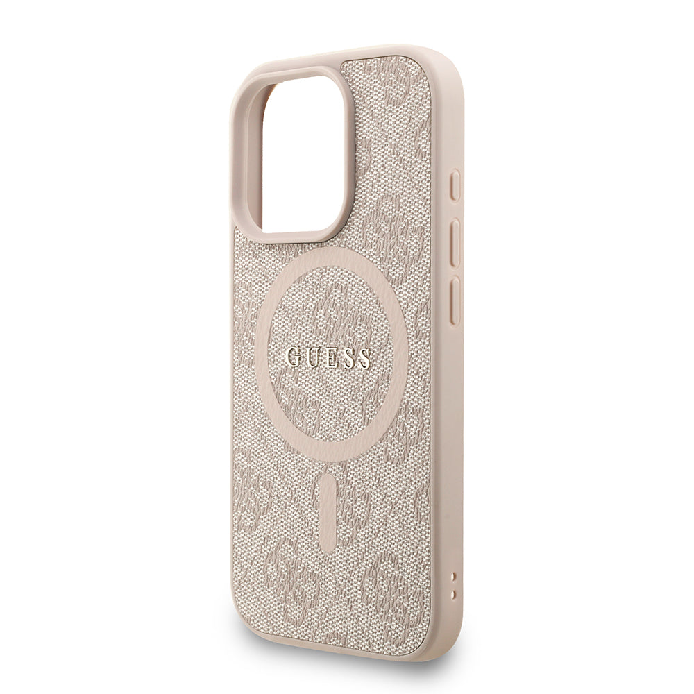 Guess iPhone 16 Pro Max Orjinal Lisanslı Magsafe PU Deri Bilek Askı İpli Yazı Logolu Telefon Kılıfı