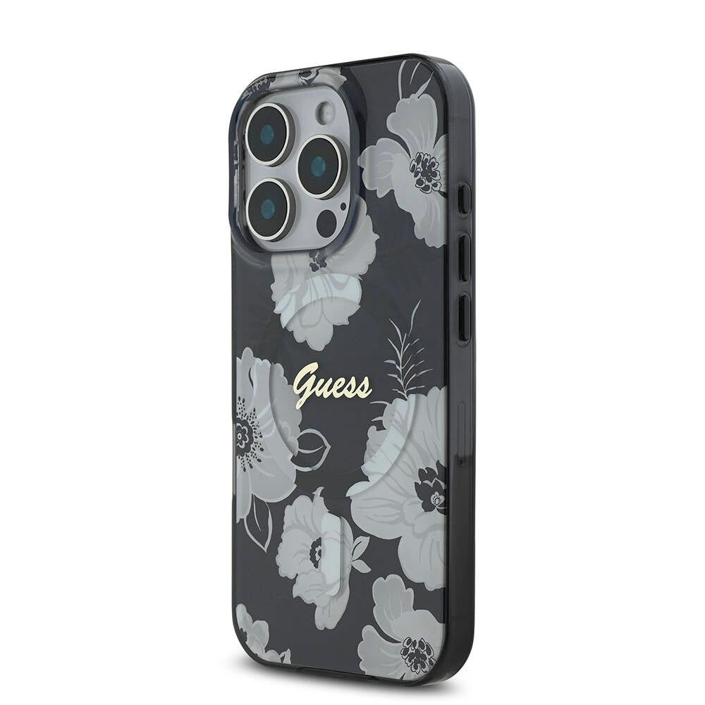 Guess iPhone 16 Pro Max Orjinal Lisanslı M-safe Şarj Özellikli Flower Tone On Tone Ring Kılıf