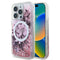 Guess iPhone 16 Pro Max Orjinal Lisanslı Magsafe Şarj Özellikli Sıvılı Simli Çiçek Desenli Telefon Kılıfı