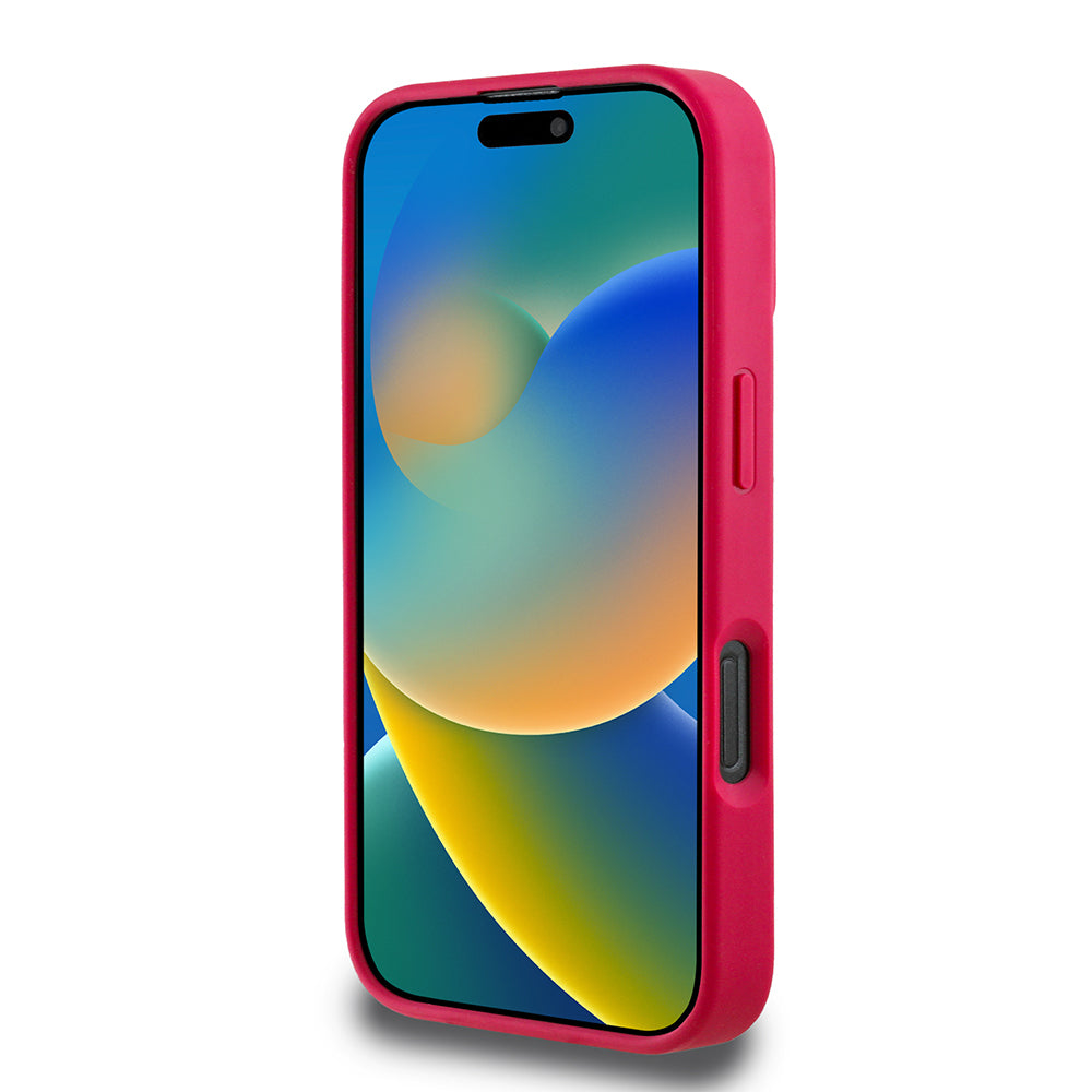 Guess iPhone 16 Pro Max Orjinal Lisanslı Magsafe Şarj Özellikli Taneli Çiçek Tasarımlı Metal Yazı Logolu Kılıf