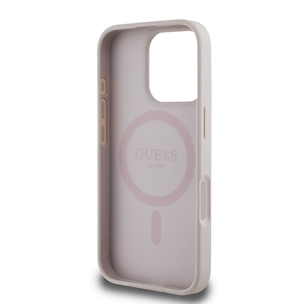 Guess iPhone 16 Pro Max Orjinal Lisanslı Magsafe Şarj Özellikli Yazı Logolu Circle Classic Kılıf