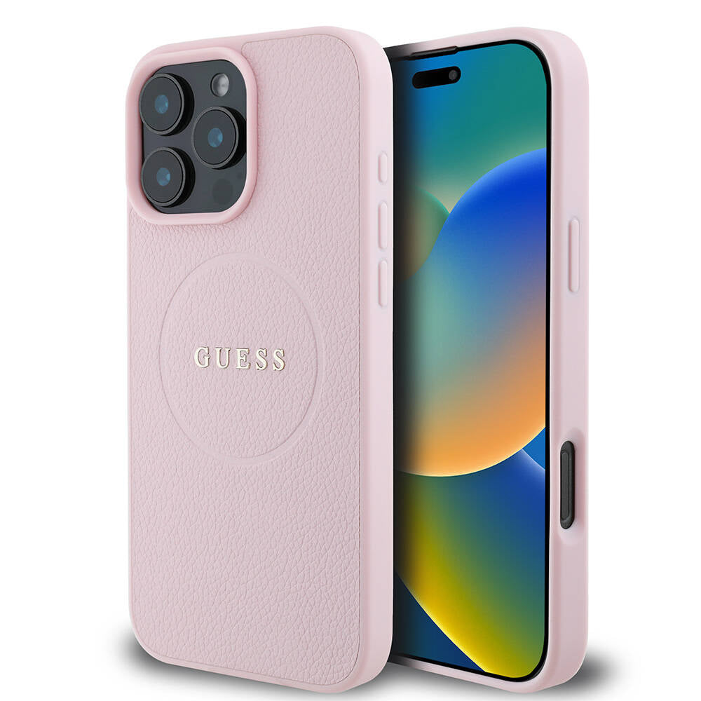 Guess iPhone 16 Pro Max Orjinal Lisanslı Magsafe Şarj Özellikli Yazı Logolu Grained Telefon Kılıfı - 1