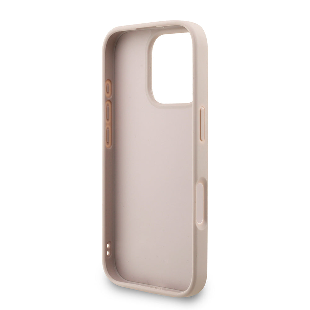 Guess iPhone 16 Pro Max Orjinal Lisanslı PU Deri Bilek Askı İpli Metal Büyük 4G ve Yazı Logolu Kılıf