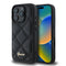Guess iPhone 16 Pro Max Orjinal Lisanslı PU Deri Metal Yazı Logolu Kapitone Kılıf