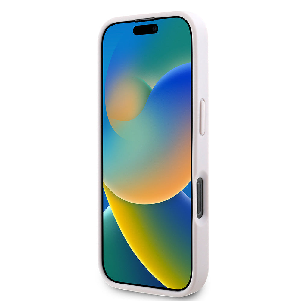 Guess iPhone 16 Pro Max Orjinal Lisanslı PU Deri Taşlı Üçgen Logo 4G Desenli Strass Kılıf