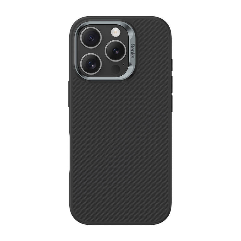 Benks Hybrid ArmorPro 600D iPhone 16 Pro Max Karbon Fiber M-safe Şarj Özellikli Kevlar Kılıf