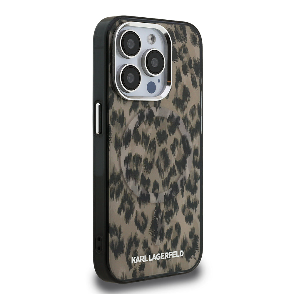 Karl Lagerfeld iPhone 16 Pro Max Orjinal Lisanslı IML Leopar Baskılı Telefon Kılıfı
