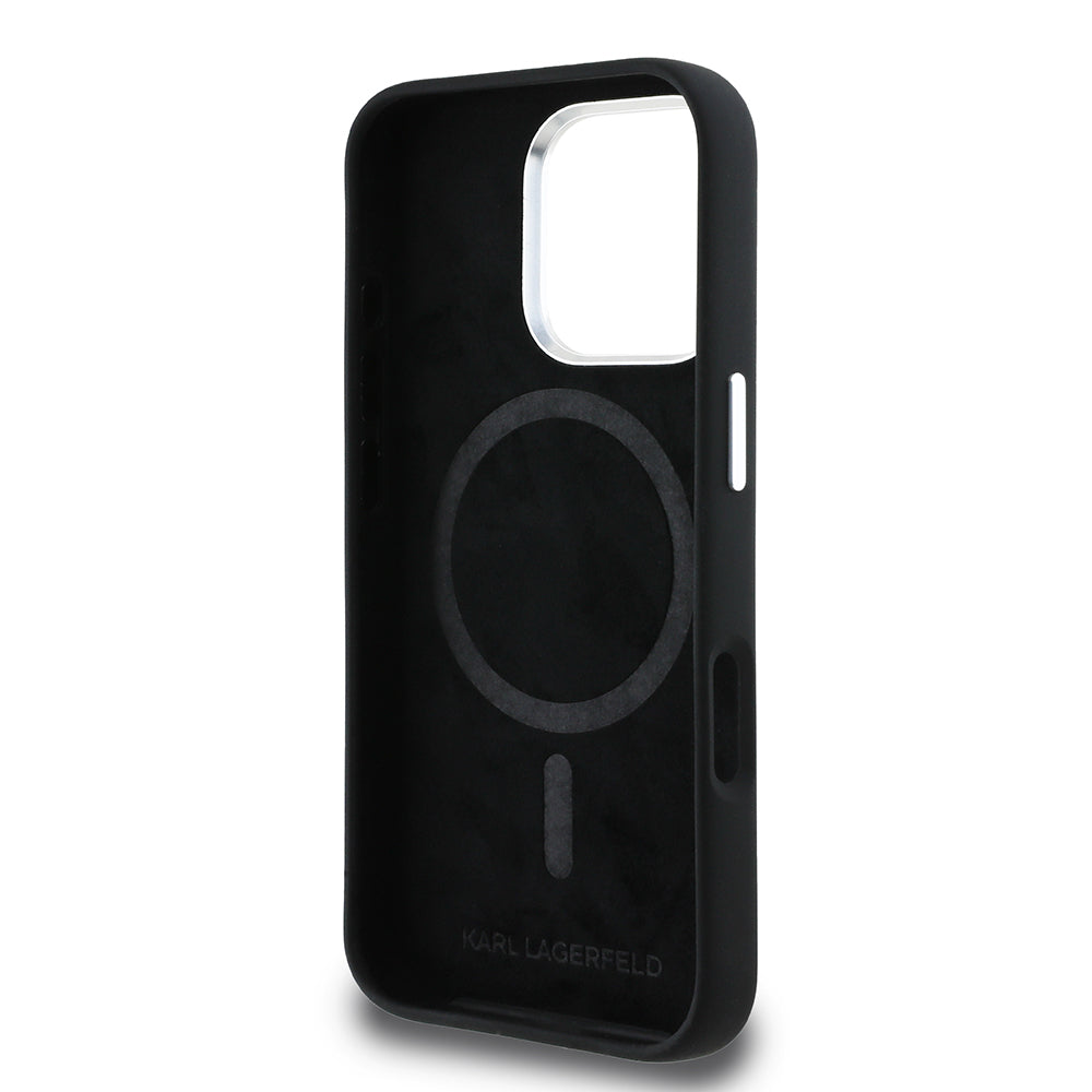 Karl Lagerfeld iPhone 16 Pro Max Orjinal Lisanslı Karl & Choupette Sketch Logo Sililkon Kılıf