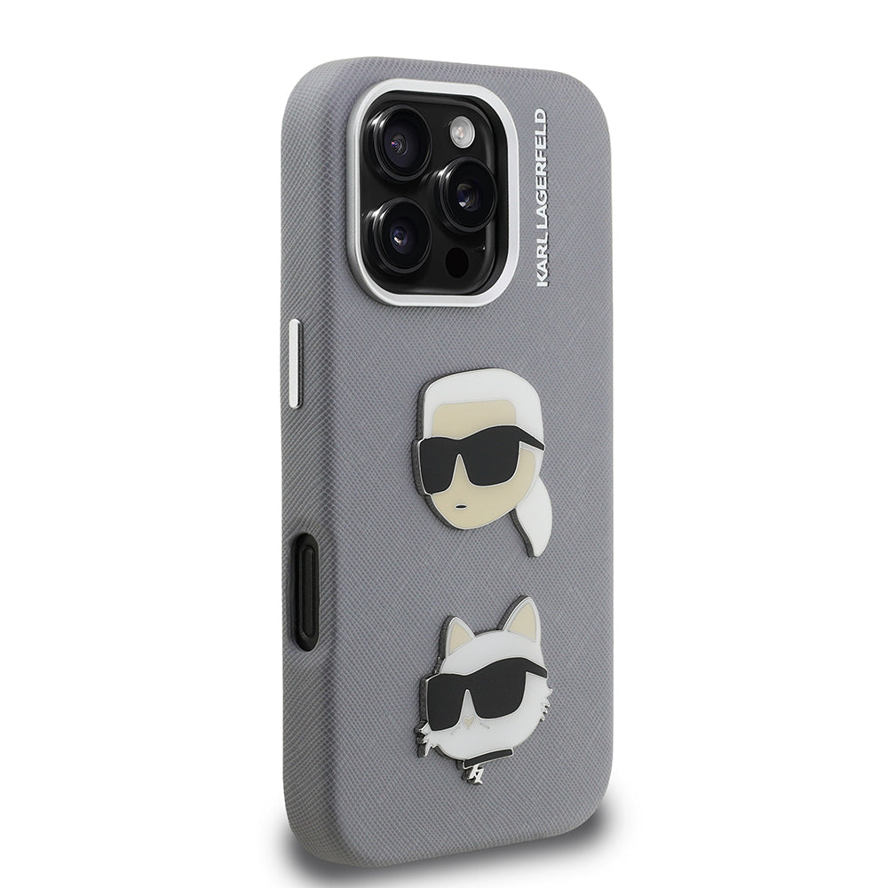 Karl Lagerfeld iPhone 16 Pro Max Orjinal Lisanslı K&C Heads Pin Telefon Kılıfı