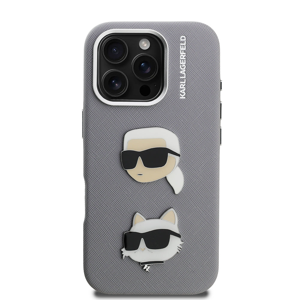 Karl Lagerfeld iPhone 16 Pro Max Orjinal Lisanslı K&C Heads Pin Telefon Kılıfı