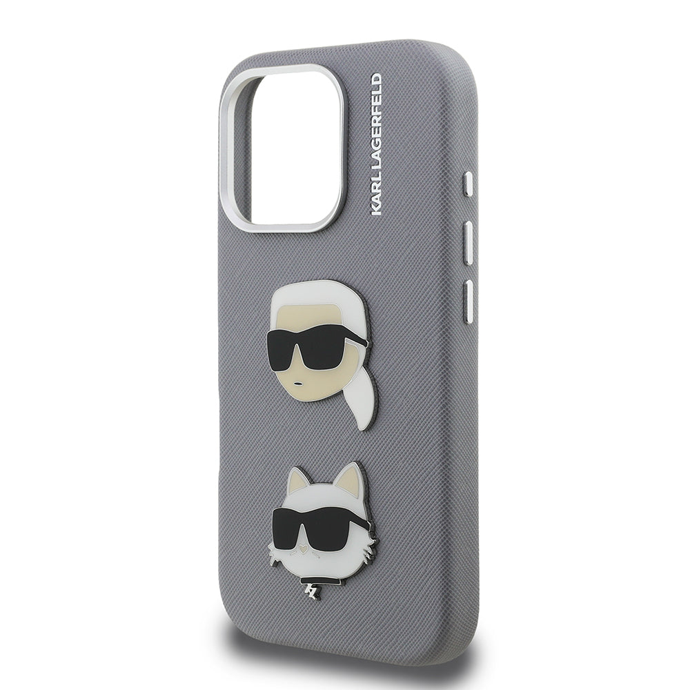 Karl Lagerfeld iPhone 16 Pro Max Orjinal Lisanslı K&C Heads Pin Telefon Kılıfı