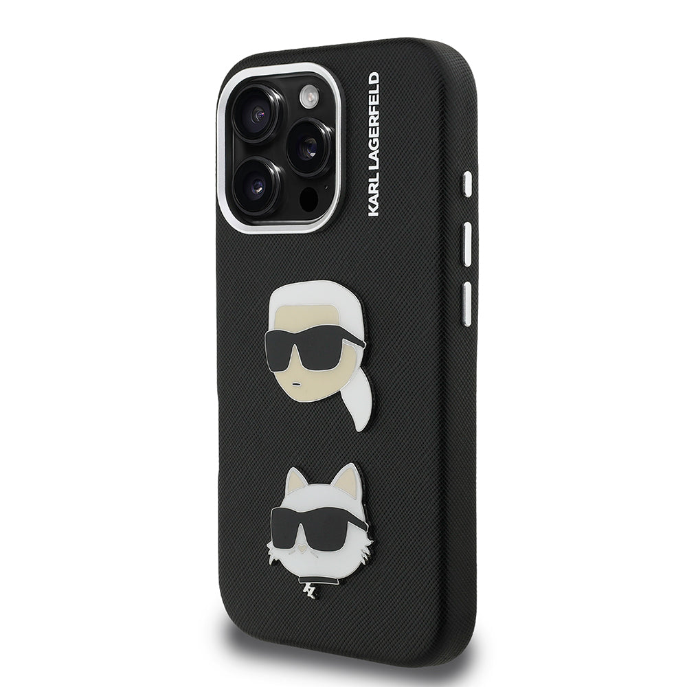 Karl Lagerfeld iPhone 16 Pro Max Orjinal Lisanslı K&C Heads Pin Telefon Kılıfı